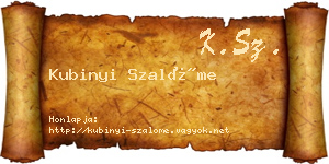 Kubinyi Szalóme névjegykártya